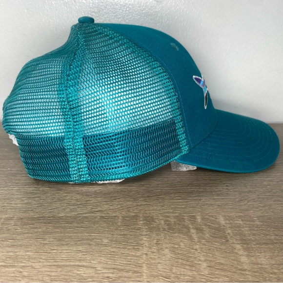 Patagonia Fitz Roy Trout Logo Trucker Hat Mens Snapback Mesh Cap Teal Adjustable - Picture 8 of 16